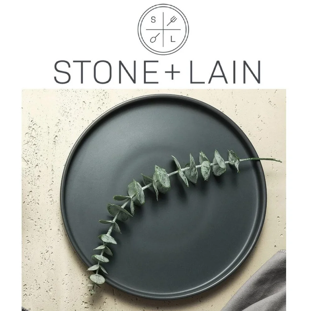 NEW Stone Lain Stoneware Round salad plates replacement Dinnerware Gray Celina C